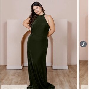 Revelry Tori Velvet Dress Olive